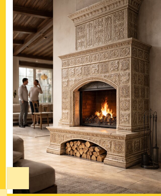 Купить изразцовый камин в Балашихе от 256325 р. | ЭриданБлш