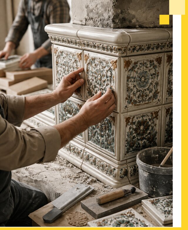 Изразцовые камины под ключ в Балашихе: проект и монтаж