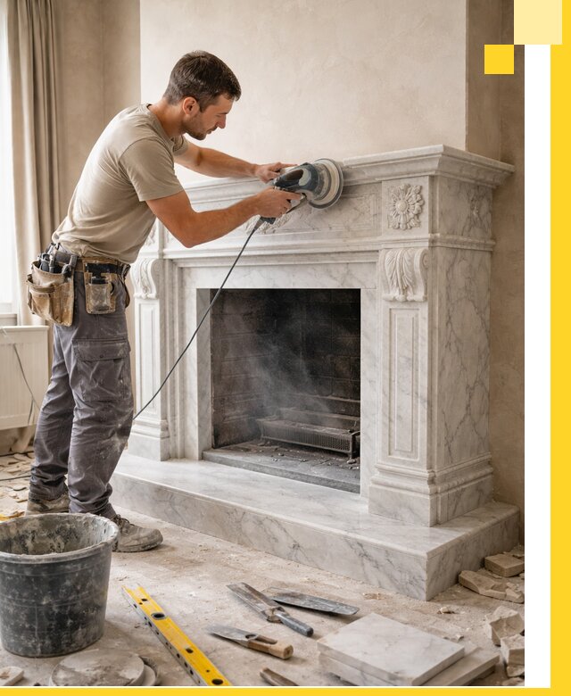 Изготовление и установка мраморных каминов в Балашихе под ключ