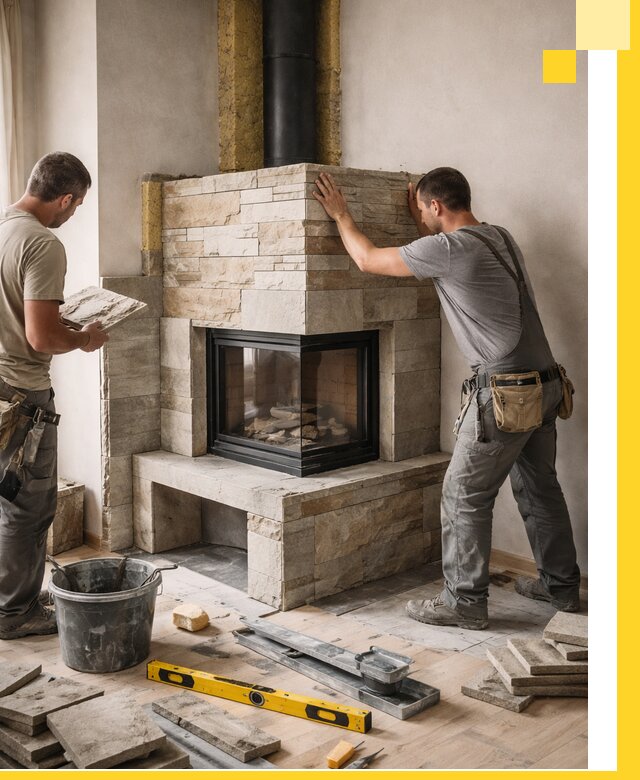 Угловые камины под ключ проект, монтаж и отделка в Балашихе