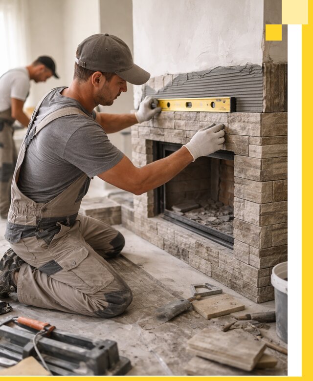 Облицовка каминов в Балашихе, монтаж и отделка натуральным камнем