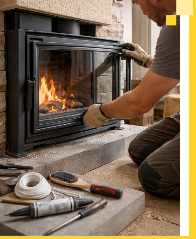 Производство, монтаж и доставка каминов со стеклом в Балашихе