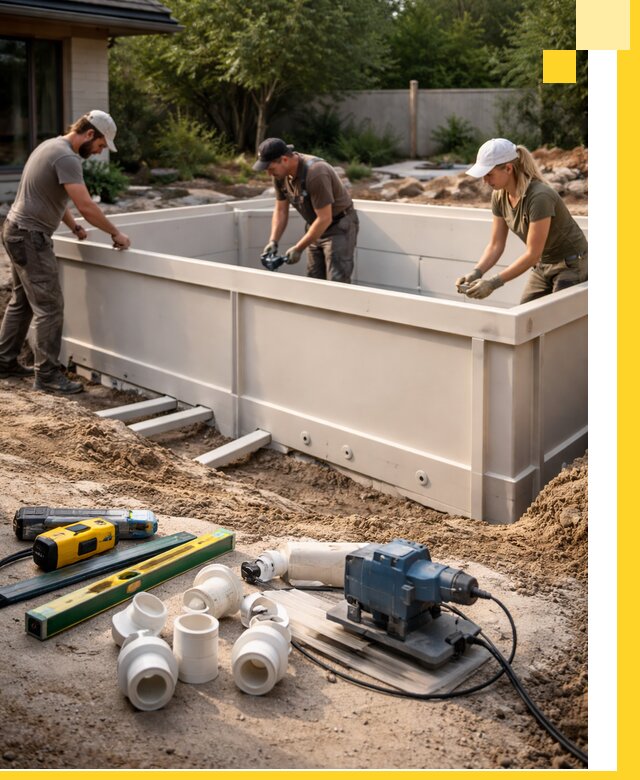 Установка полипропиленовых бассейнов под ключ в Балашихе