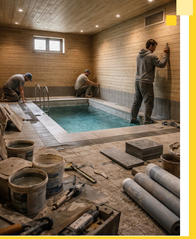 Строительство бани с бассейном и сауной под ключ в Балашихе