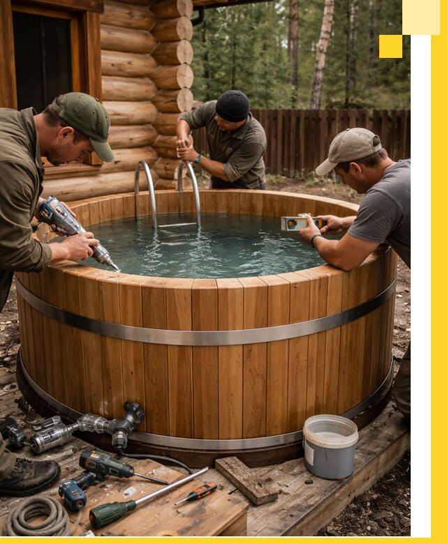 Строительство бань с купелью под ключ и отделкой в Балашихе