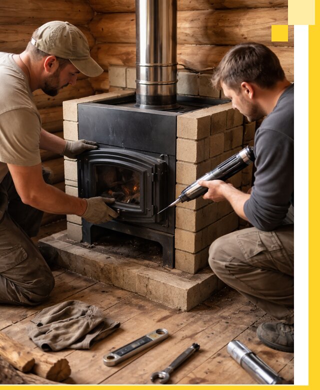 Монтаж и установка печи в бане под ключ с гарантией в Балашихе