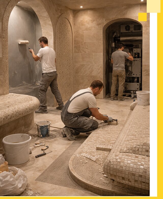 Строительство бани с хамамом и бассейном под ключ в Балашихе