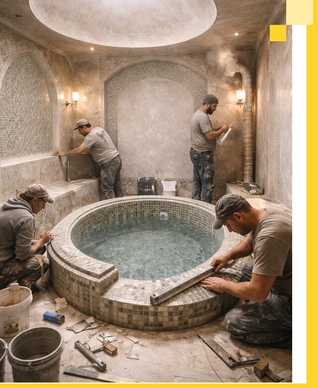 Профессиональное строительство хамама с бассейном в Балашихе под ключ
