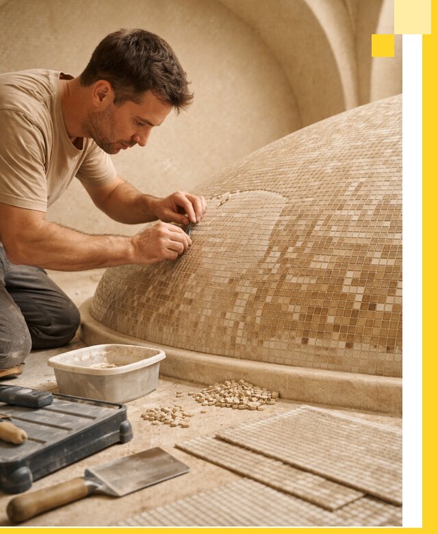 Профессиональная укладка мозаики для хамама под ключ в Балашихе