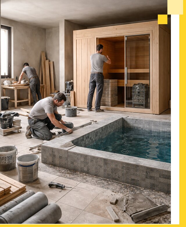 SPA зоны под ключ с бассейном сауной и печью в Балашихе